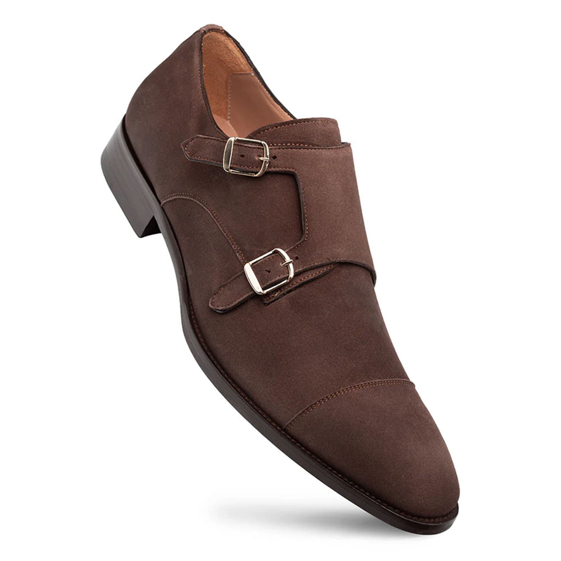 Actore II Chestnut Suede Double Monk Strap Shoes By Mezlan 