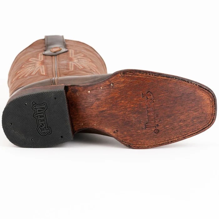 Ferinni Boot - Mens Dress Cowboy Boot - Ferrini Men's Santa Fe Leather Boots Handcrafted - Chocolate in Chocolate