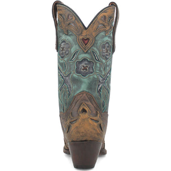 Dan Post Womens Vintage Bluebird Chocolate & Teal 11 Snip Toe Cowboy Boot - Image 2