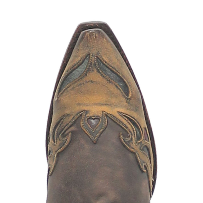 Dan Post Womens Vintage Bluebird Chocolate & Teal 11 Snip Toe Cowboy Boot