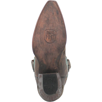 Dan Post Womens Vintage Bluebird Chocolate & Teal 11 Snip Toe Cowboy Boot - Image 3