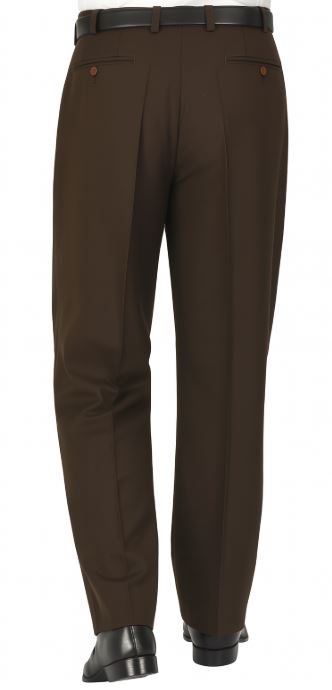 Mens Pleated Dress Pants Chocolate Brown Wide Leg Slacks Pleated Baggy Dress Trousers Unhemmed Unfinished Bottom Cognac / Dress size Pants : 38