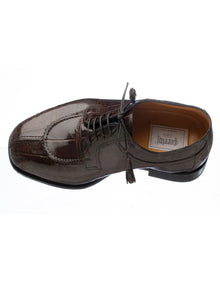 Ferrini Shoes Men's Alligator Dress Shoe Ferrini 3520 Belly Alligator Split Toe Shoes Chocolate