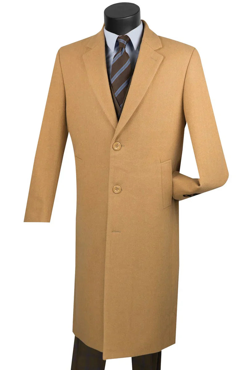 Men's Camel Wool & Cashmere Overcoat – Classic Full Length Topcoat - Image 7