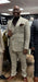 Mens Beige Plaid 3-Piece Suit – Classic Checkered Suit for Weddings, Church Vested Checkered Pattern