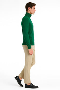 Mens Classic Emerald Green Turtleneck Sweater – Slim Fit Knit Pullover - Image 2