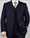 Classic Fit - 100% Navy Suit - Three Button Vested Suit - Athletic Fit - 100% Percent Wool Fabric Suit - Worsted Wool Business Suit