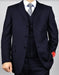 Classic Fit - 100% Navy Suit - Three Button Vested Suit - Athletic Fit - 100% Percent Wool Fabric Suit - Worsted Wool Business Suit