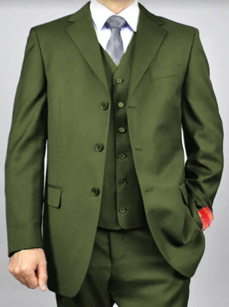 Classic Fit - Charcoal Suit - Three Button Vested Suit - Athletic Fit