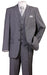 Classic Fit Pleated Pants - 2 Button Suit Pinstripe - Vested Suit 3 Pieces Suits Gray