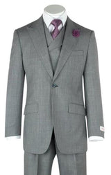 Classic Fit - Pleated Pants - Double Breasted Suits Vest - Peak Lapel 1920s Look Men'S Double Breasted Slanted Vest Gray