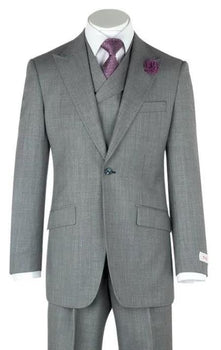 Classic Fit - Pleated Pants - Double Breasted Suits Vest - Peak Lapel 1920s Look Men'S Double Breasted Slanted Vest Gray