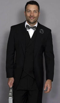 Classic Fit Suit Mens Black Regular Fit 2 Button Jacket Suit