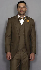 Classic Fit Suit Mens Bronze Flap Pockets Suit
