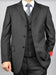 Classic Fit -  Three Button Vested Suit - Athletic Fit Pleated Pants - 100% Wool - Side Vented