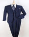 Classic Wool Fabric Fit - Pleated Pant - Peak Lapel With Double Breasted Vest - Athletic Fit Solid Solid Navy Mens Suit