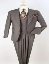 Classic Wool Fabric Fit - Pleated Pants - Peak Lapel With Double Breasted Vest - Athletic Fit Camel Men Suit