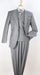 Classic Wool Fabric Fit - Pleated Pants - Peak Lapel With Double Breasted Vest - Athletic Fit Silver Mens Suit