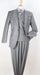Classic Wool Fabric Fit - Pleated Pants - Peak Lapel With Double Breasted Vest - Athletic Fit Silver Mens Suit