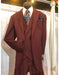 Classic Wool Suit 1 button With Double breasted Vest Pleated Pants Burgundy Suit