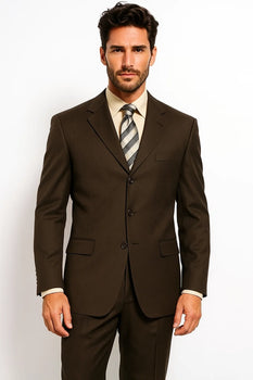  Classic 3-Button Brown Suit 