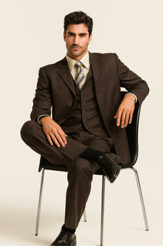  Classic 3-Button Brown Suit 