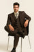 Three Button Suit - Classic Fit Pleated Pants - Mens Classic 3 Button Regular Fit Brown Suit