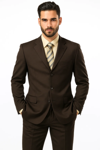  Classic 3-Button Brown Suit 