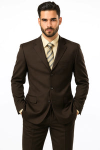  Classic 3-Button Brown Suit 