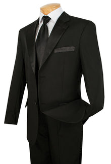 Lucci Classic Black 2-Button Budget Tuxedo - Pleated Slacks