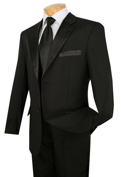 Lucci Classic Black 2-Button Budget Tuxedo - Pleated Slacks