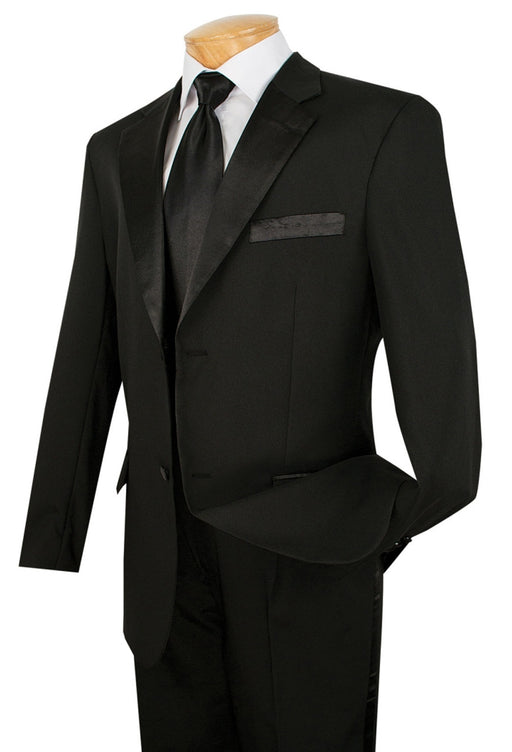 Lucci Classic Black 2-Button Budget Tuxedo - Pleated Slacks