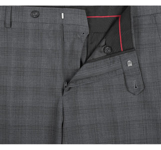 Renoir Clothing - Renoir Suit - Renoir Fashion - Performance 3-piece Classic Fit Grey Windowpane Check Renoir Suit
