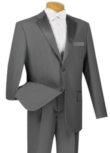 Lucci Classic Grey 2-Button Budget Tuxedo - Pleated Slacks
