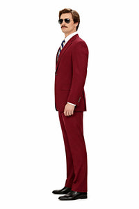 Ron Burgundy Suit - Light Burgundy Color Vested Suit