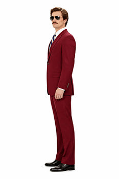 Ron Burgundy Suit - Light Burgundy Color Vested Suit