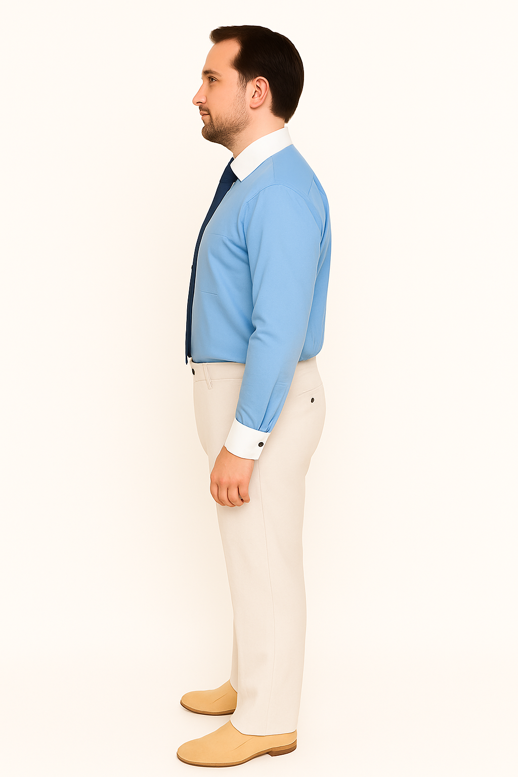 Classic Stylish Fashionable  -White Collar Two Toned Contrast white collars Multi-color Men's Dress Shirt - Image 3