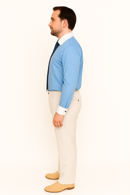 Classic Stylish Fashionable  -White Collar Two Toned Contrast white collars Multi-color Men's Dress Shirt - Image 3