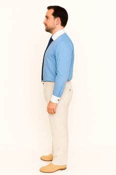 Classic Stylish Fashionable -White Collar Two Toned Contrast White collars Multi-color Men's Dress Shirt Tan / 20.5” Neck /36-37” Sleeve