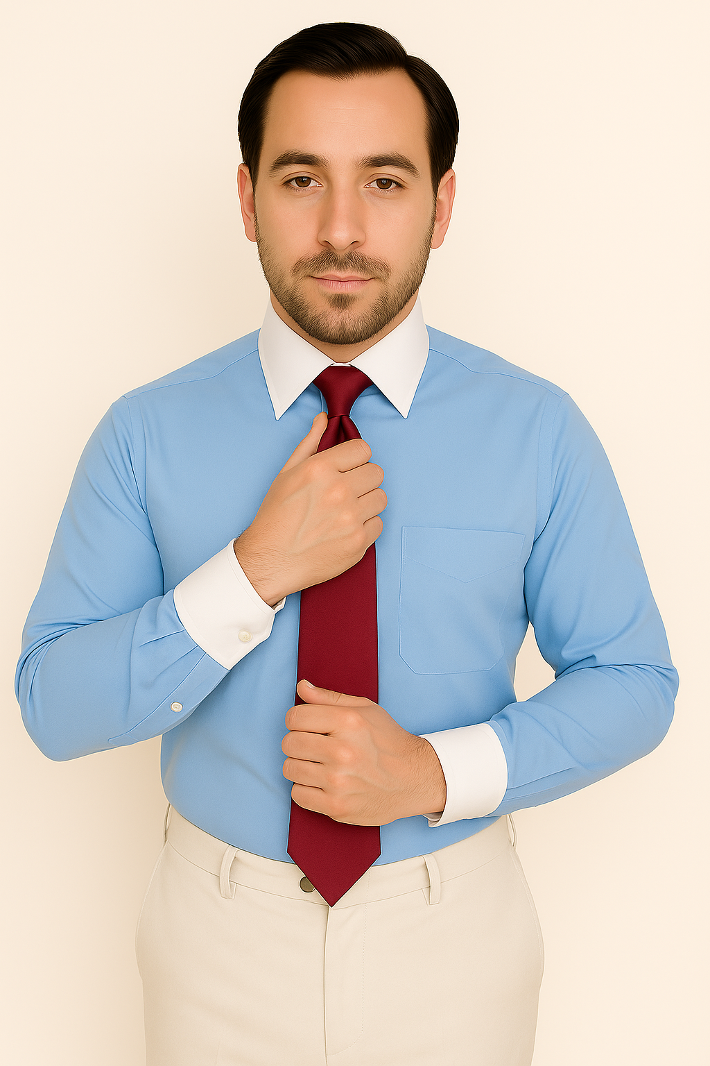Classic Stylish Fashionable  -White Collar Two Toned Contrast white collars Multi-color Men's Dress Shirt - Image 6