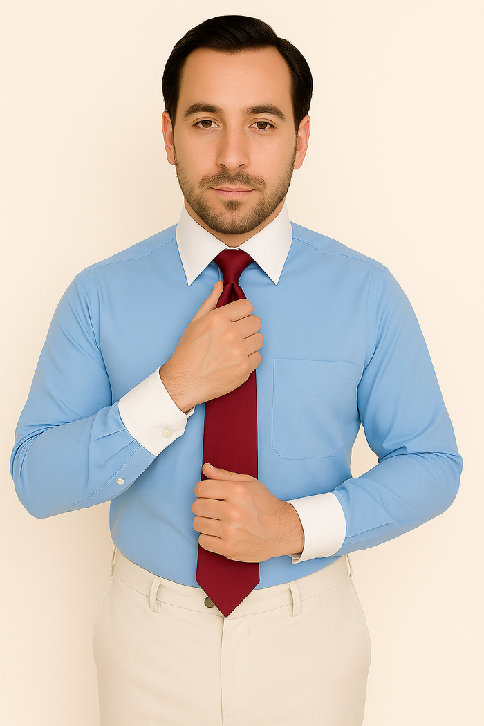 Classic Stylish Fashionable  -White Collar Two Toned Contrast white collars Multi-color Men's Dress Shirt - Image 6