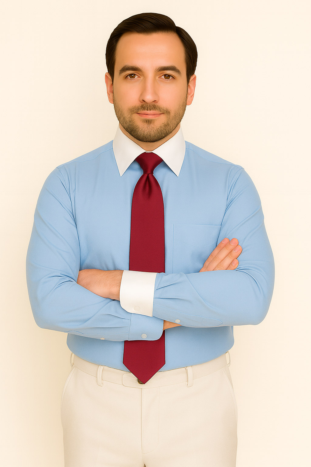 Classic Stylish Fashionable  -White Collar Two Toned Contrast white collars Multi-color Men's Dress Shirt - Image 7