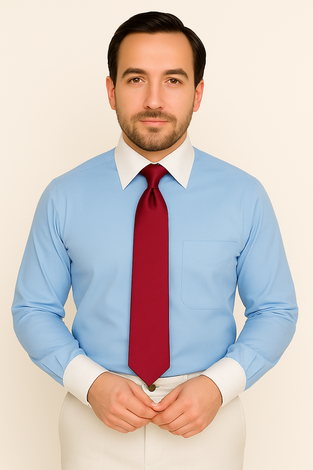 Classic Stylish Fashionable  -White Collar Two Toned Contrast white collars Multi-color Men's Dress Shirt - Image 8