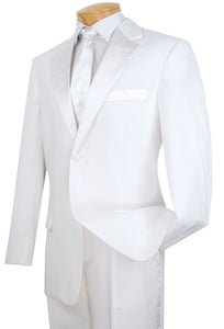 Lucci Classic White 2-Button Budget Tuxedo - Pleated Slacks