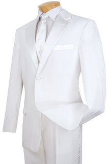 Lucci Classic White 2-Button Budget Tuxedo - Pleated Slacks