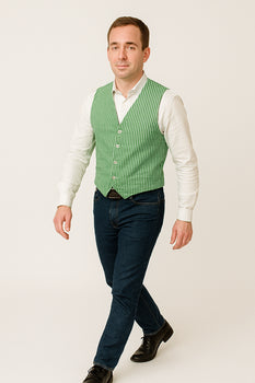 Men's Dark Navy Blue and White Stripe ~ Pinstripe Seersucker Sear sucker suit Vest Set - Image 15