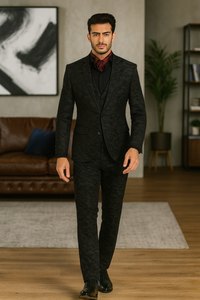 Mens Slim 3 Pieces Black Suit