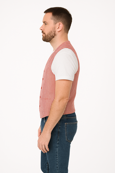 Men's Dark Navy Blue and White Stripe ~ Pinstripe Seersucker Sear sucker suit Vest Set