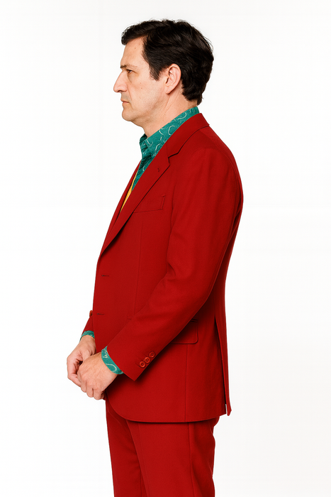 Men's Red Suit With Orange Vest Joker Custom