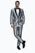 Silver Shiny Tuxedo Vested Suit - Sateen Sharkskin Fabric Groom Suit